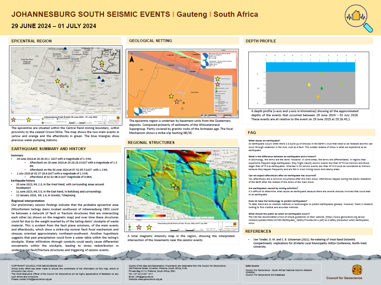 Johannesburg south seismic event June 2024